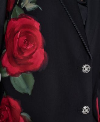 Women's Floral Print Collared Blazer