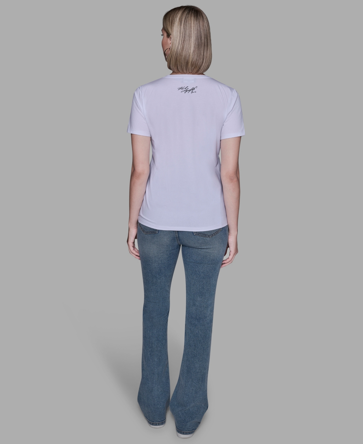 Karl Lagerfeld Women's Eiffel Tower Bow T-shirt In White