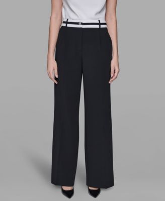 KARL LAGERFELD PARIS - Women's High-Rise Contrast Band Pants