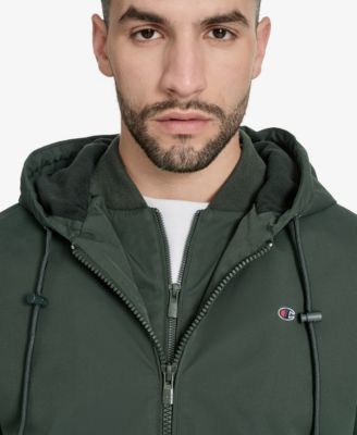 Men's 3/4 Lenth Hooded Jacket with Bib
