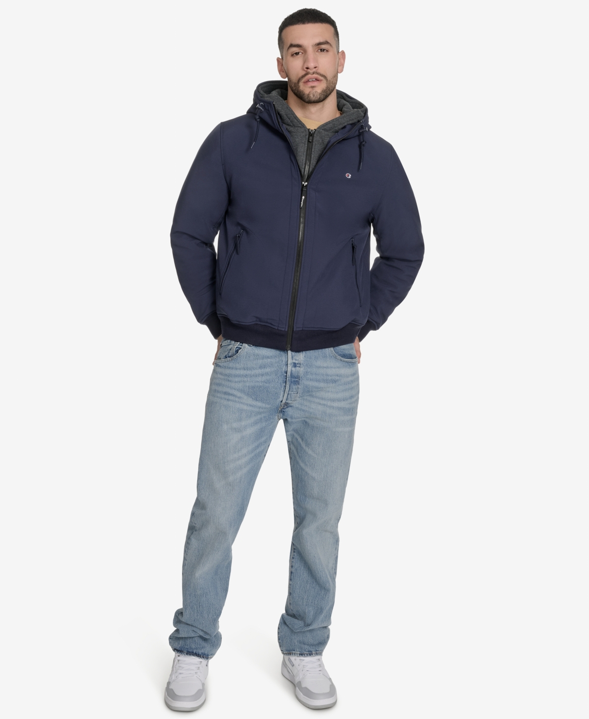 Champion Men's Sport Shell Hooded Zipper Jacket In Blue