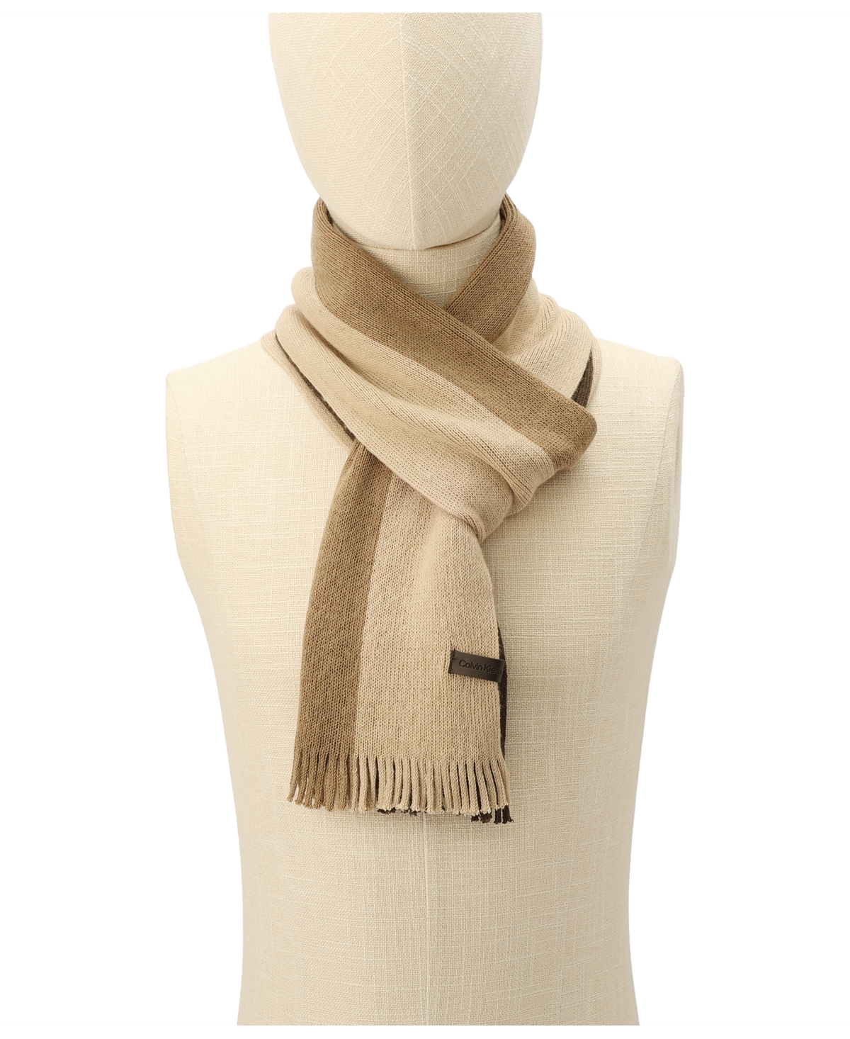 Calvin Klein Men's Gradient Stripe Raschel Scarf In Brown