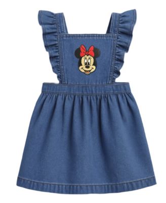 Baby Girls' Minnie Mouse Denim Jumper, Bodysuit and Tights, 3-Piece Set