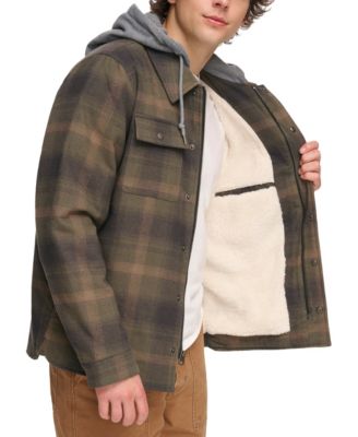 Men's Faux Sherpa Lined Flannel Shirt Jacket