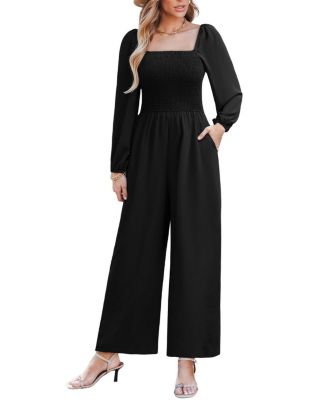 Chic Smocked Tube Jumpsuit with Wide Leg Silhouette