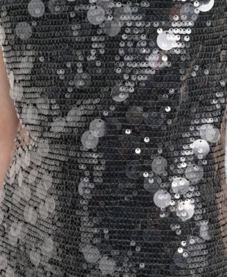 Women's Sleeveless Jewel Neck Sequin Sheath Dress