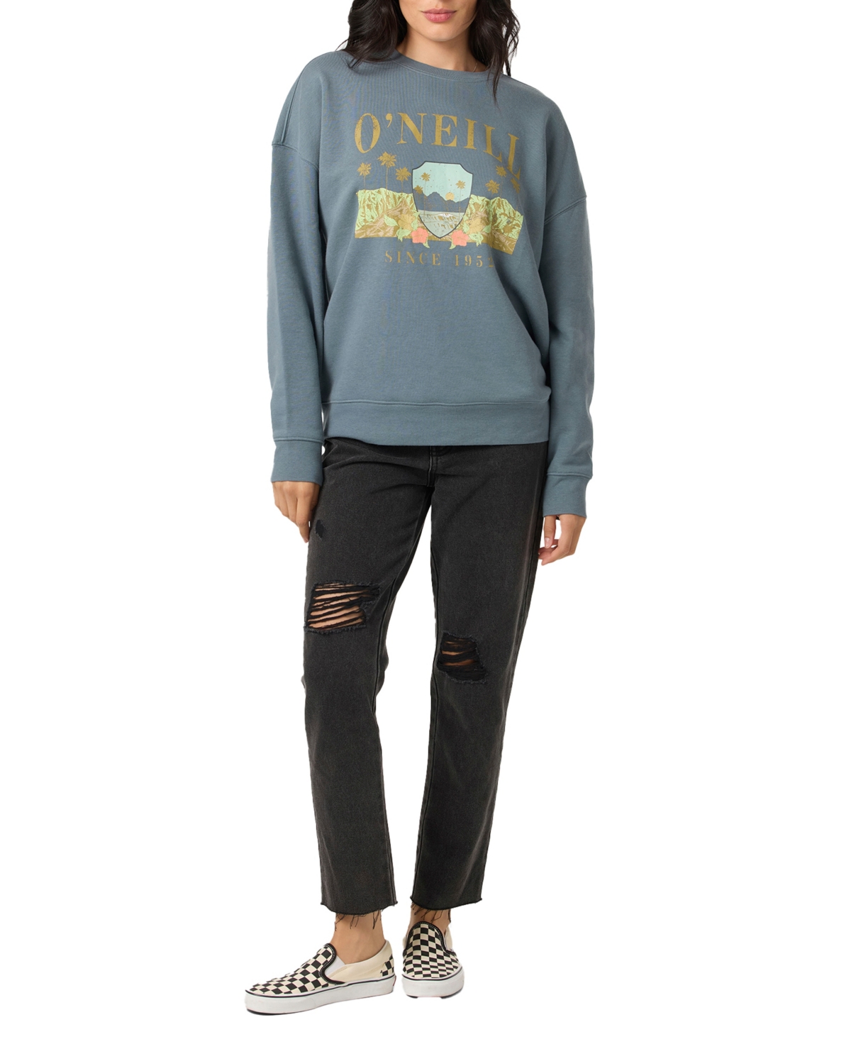 O'neill Juniors' Malibu Mirage Crewneck Sweatshirt In Gray
