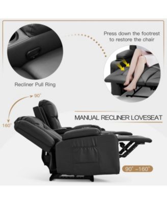 Recliner Loveseat with Console&Bluetooth Speakers, Manual RV Reclining Sofa