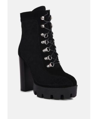 YOKO Womens Fine Suede Quilted Ankle Boots