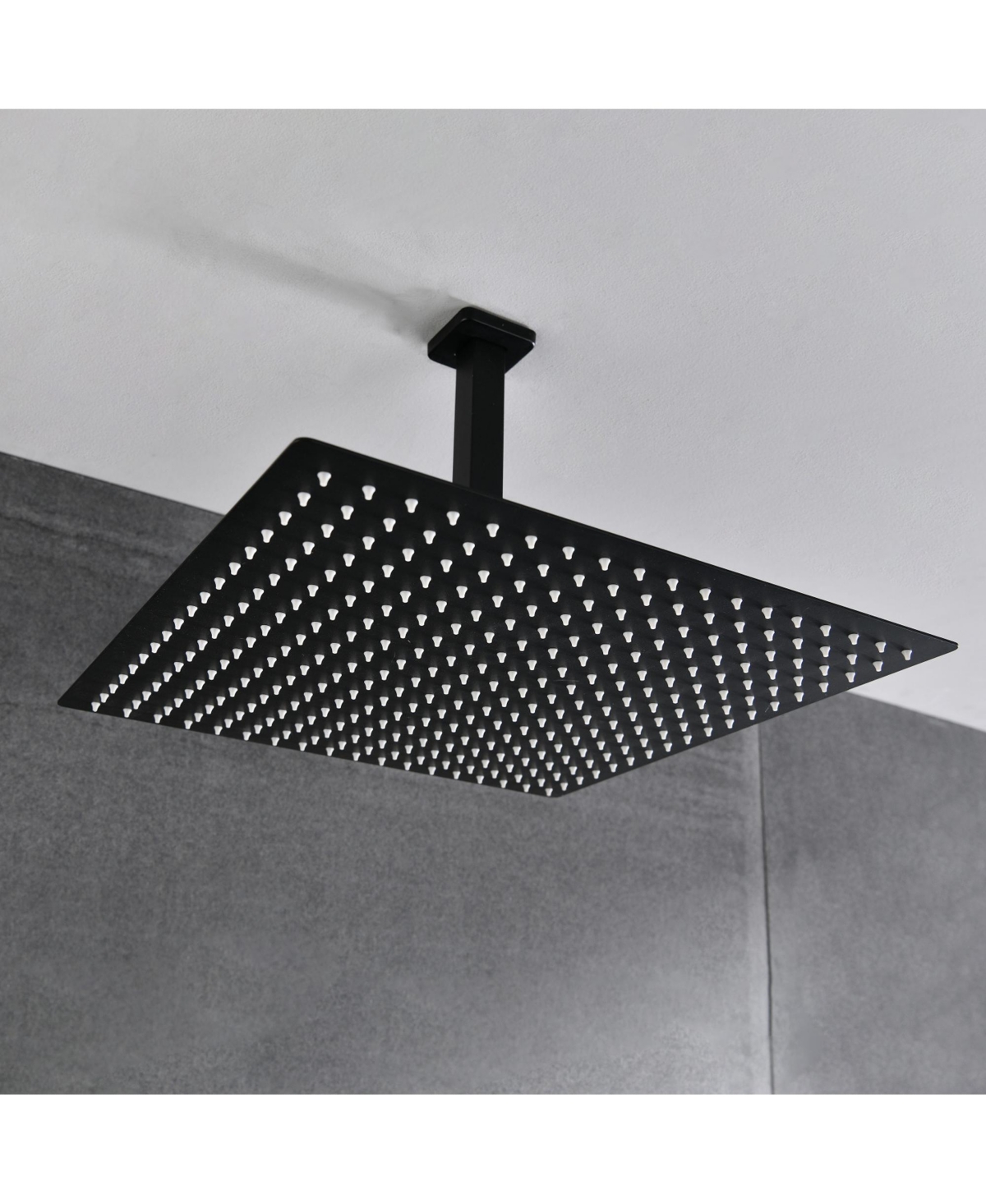 Rainsken Ceiling Mount Shower Faucet Set, Rain Mixer Shower Combo Set with Hand Shower, 16 inch Shower Head and Tub Spout, Matte Black
