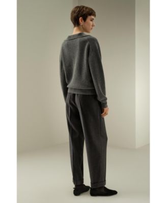 Women's Ribbed Cashmere Polo Sweater