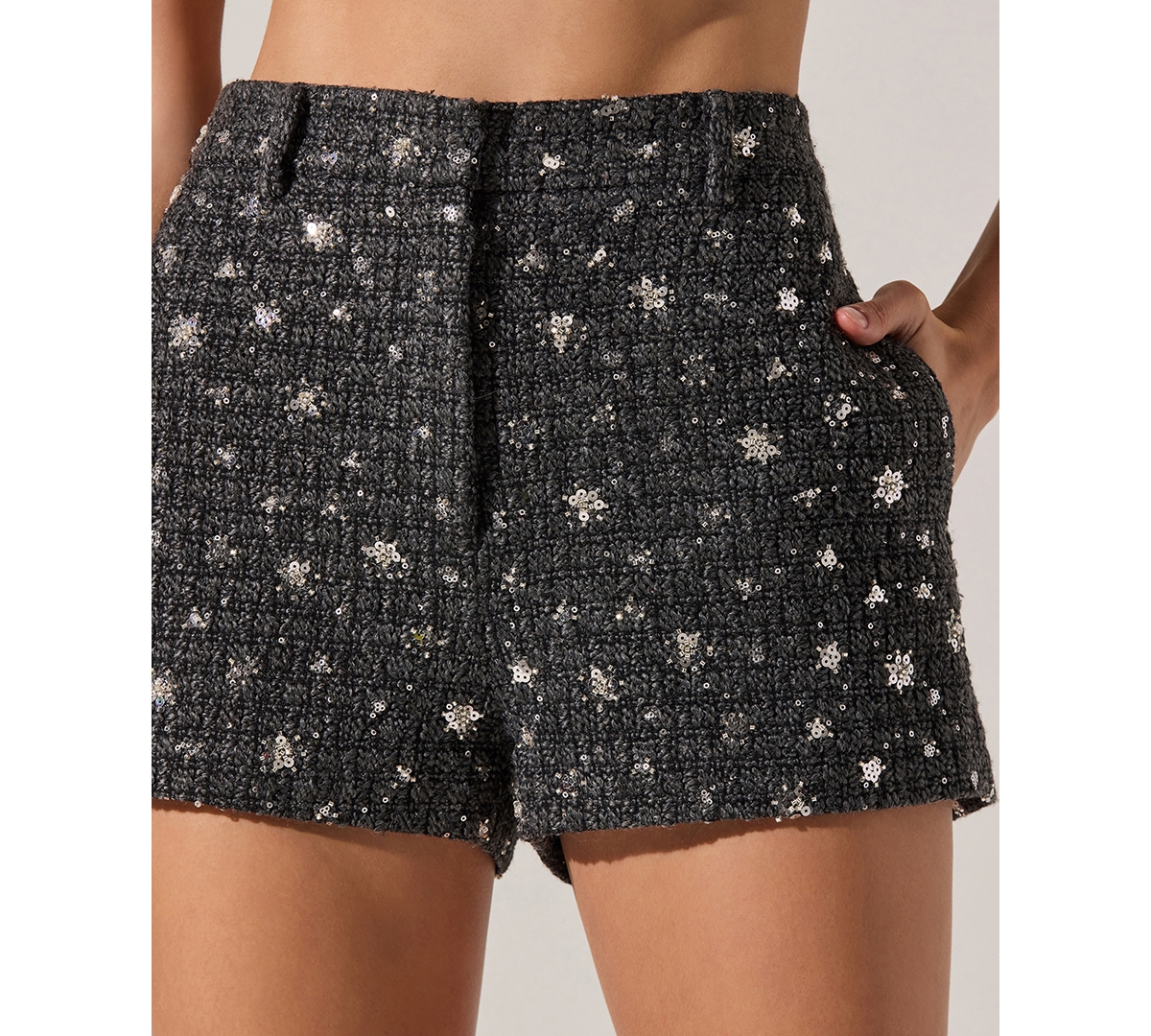 Astr The Label Wynn High Waist Tweed Shorts In Multi