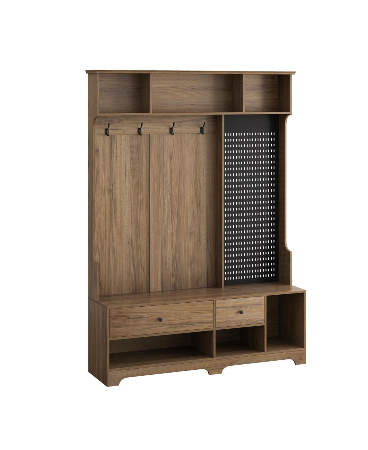 Streamdale Furniture Multi-Purpose Hall Tree Bench, Coat Rack, Shelves, Pegboard