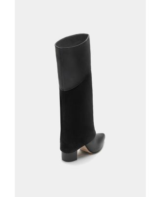 Leather Tall Overlay Boots Vanilla By Dante