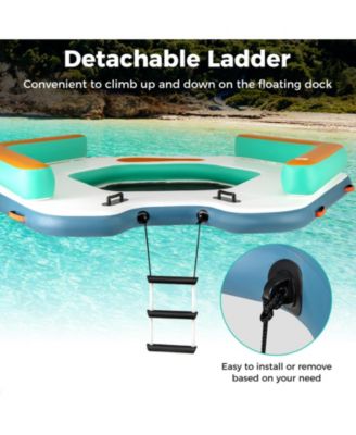 8.7 Ft Inflatable Floating Dock with Detachable Ladder and Mesh Swim Lounge