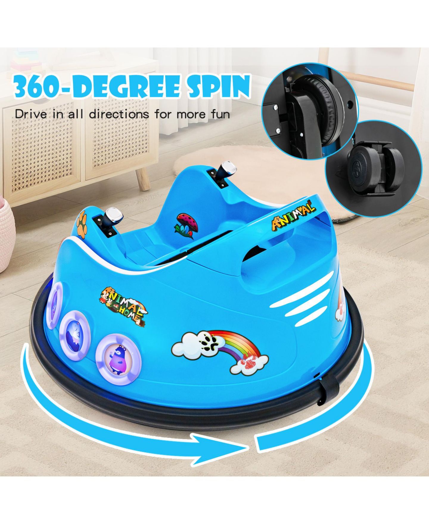 Детская игрушка HONGGE 12V Electric Bumper Car with Remote Control and LED Lights, Ages 2-5, цвет: Тёмно-синий — фото 6