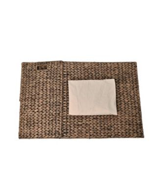 Sawyer 24" Classic Farmhouse Hand-Woven Hyacinth 2-Section Collapsible Laundry Hamper with Washable Liner