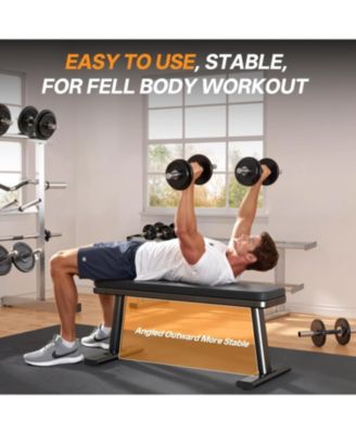 Flat Bench 1455LBS Weight Bench for Home Gym Workout Bench with Adjustable foot Caps Multipurpose Strength Training Bench Press for Full Body Workout