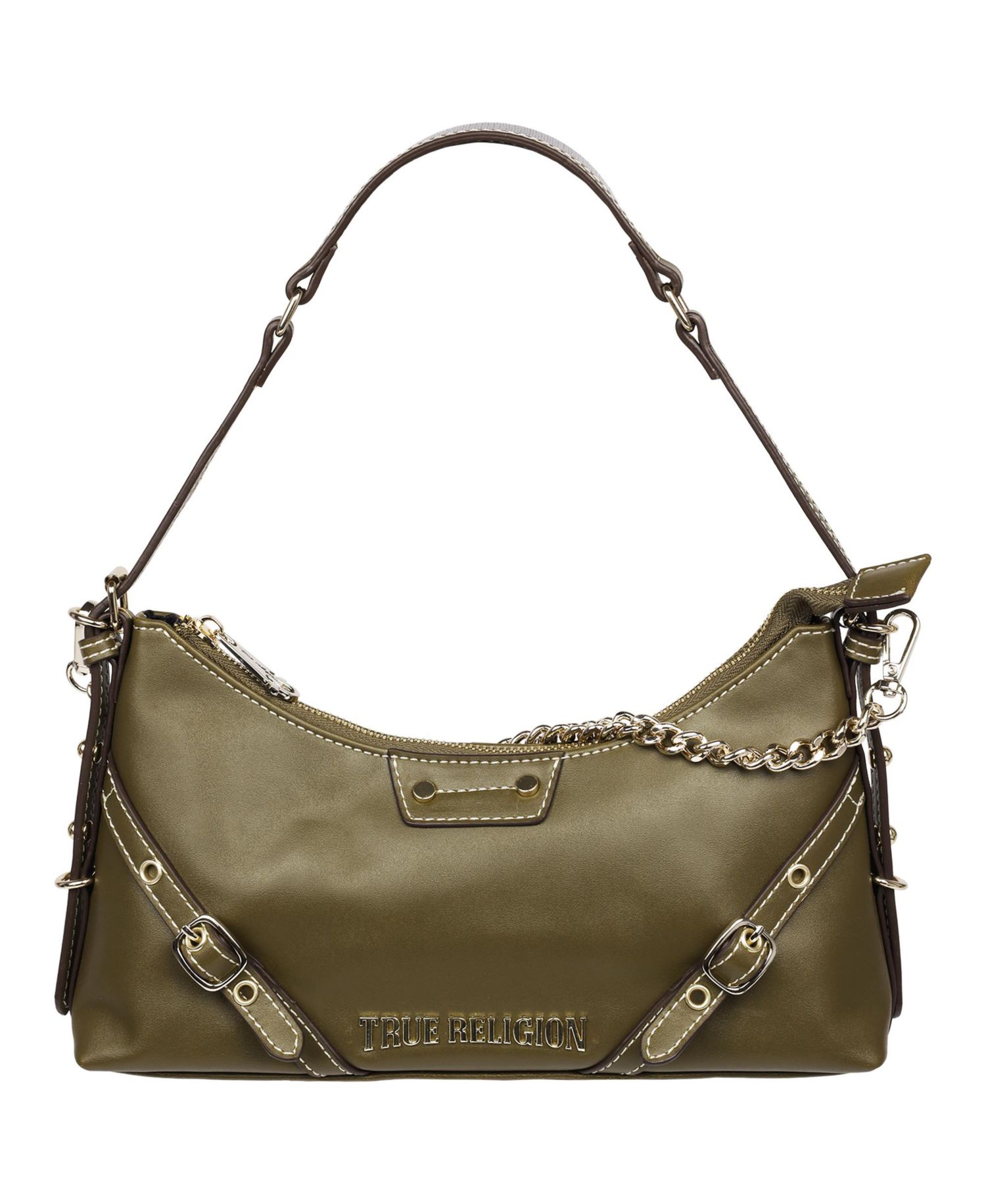 Smooth PU Belted Shoulder Bag
