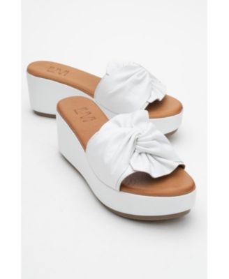 Syndra Bow Wedge Leather Sandal (Women)