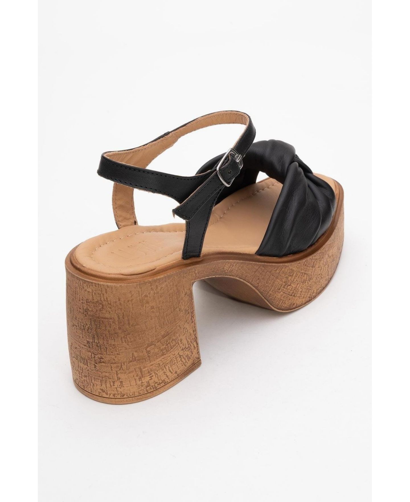 Женские сандалии Forever & Always Shoes Tily Platform Wedge Leather Sandal (Women), цвет: Чёрный кожаный — фото 4