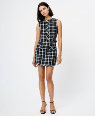 Women's Windowpane Tweed Mini Skirt