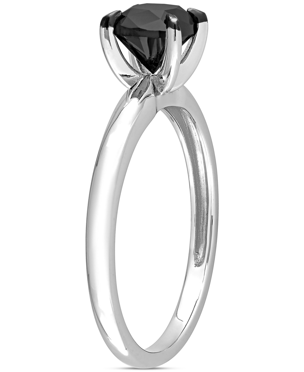 Macy's Cushion Cut Black Diamond Solitaire Engagement Ring (1 Ct. T.w.) In 14k White Gold In Metallic