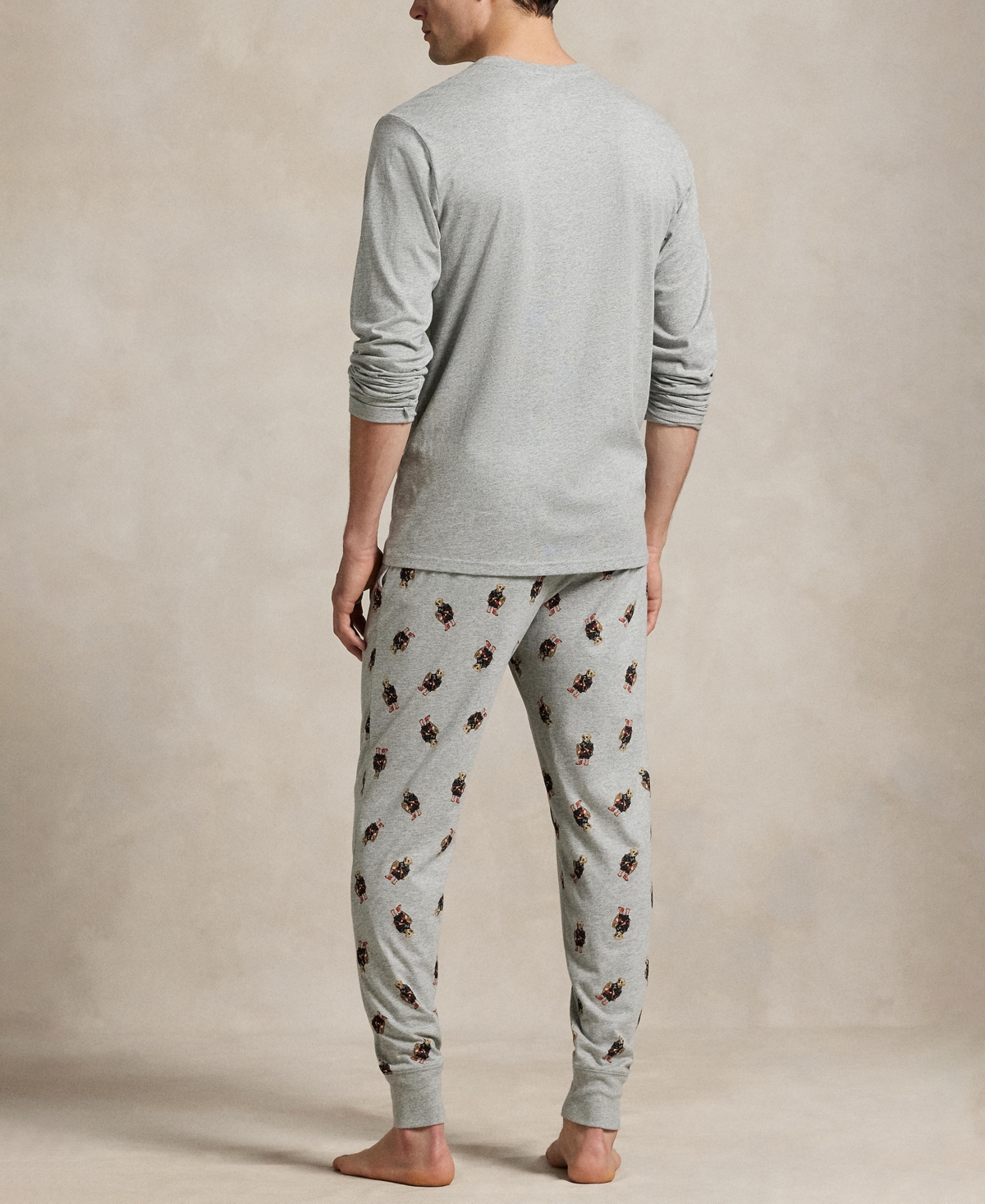 Polo Ralph Lauren Men's 2-piece Long Sleeve Shirt And Jogger Pajama Set In Gray
