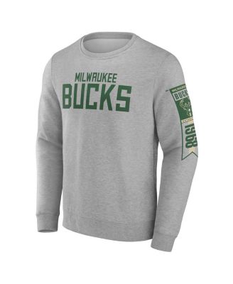 Men's Gray Milwaukee Bucks Fleece Pullover Sweatshirt