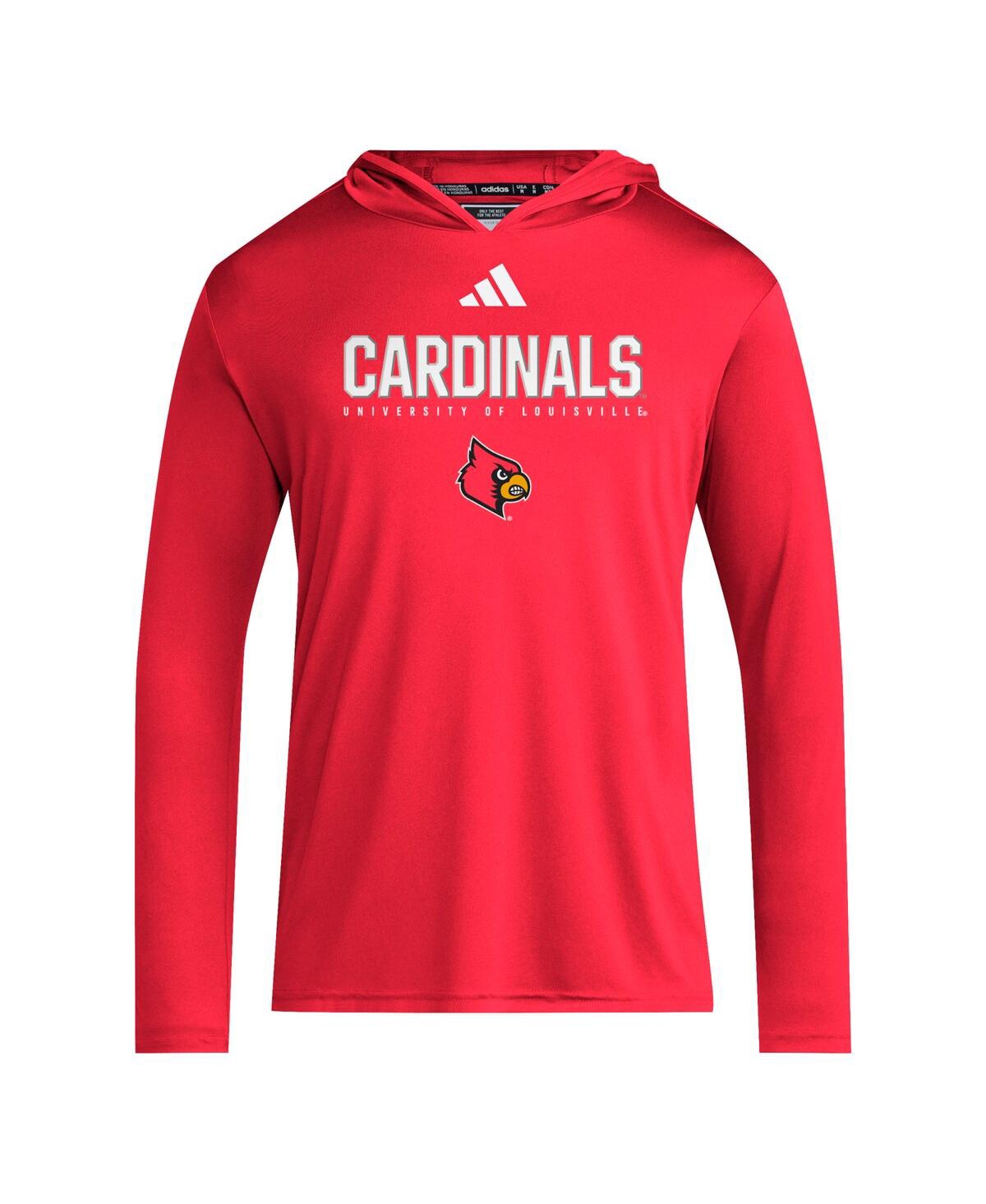 Adidas Men's Red Louisville Cardinals 2025 Aeroready Sideline Training Long Sleeve Hooded T-Shirt