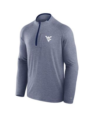 Men's Navy West Virginia Mountaineers Mock Neck Half-Zip Pullover Jacket