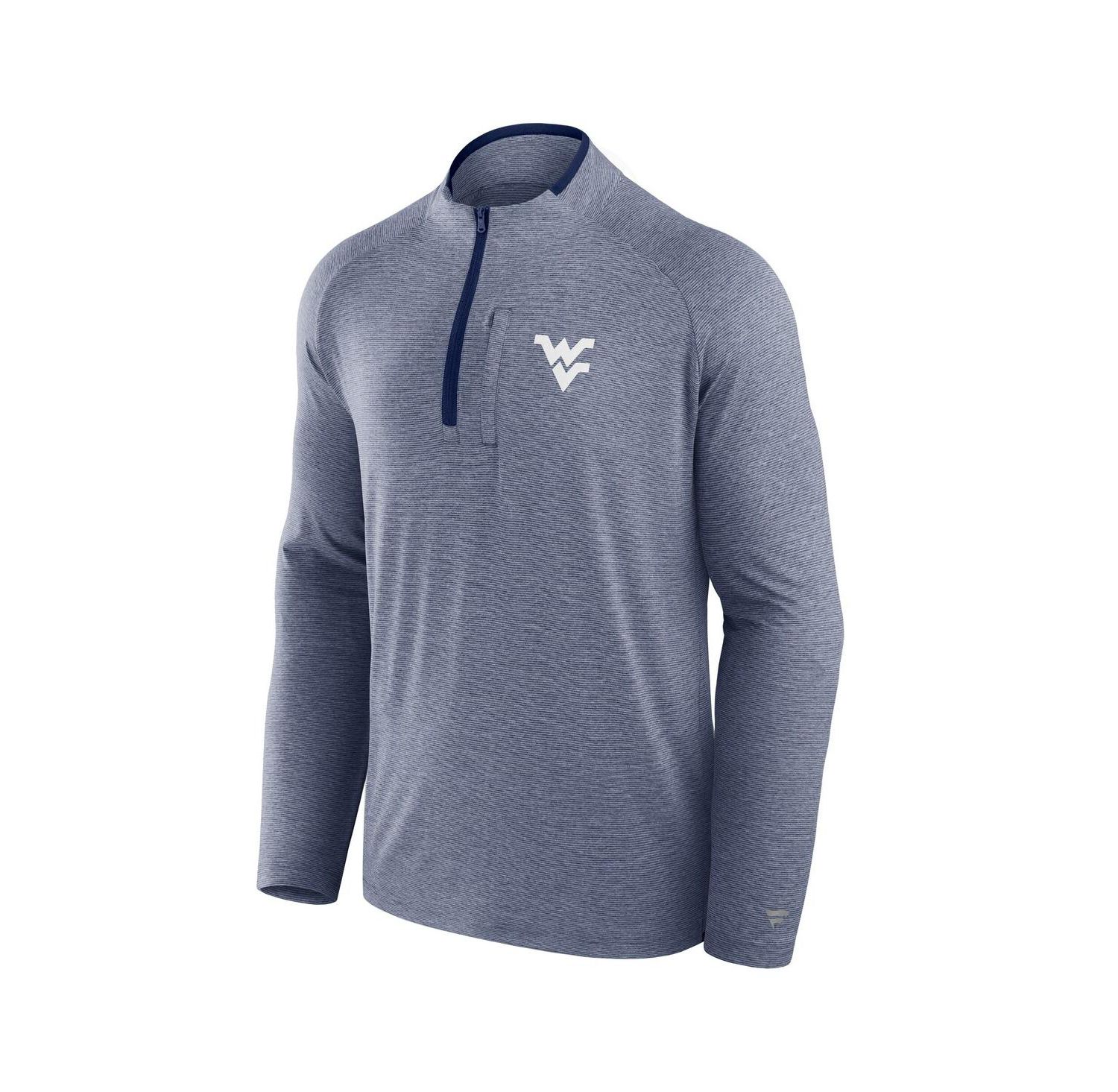 Men's Navy West Virginia Mountaineers Mock Neck Half-Zip Pullover Jacket