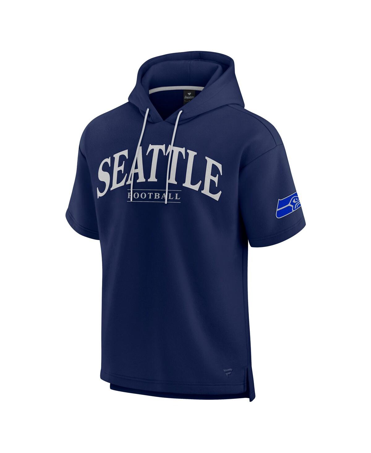 Fanatics Men's And Women's College Navy Seattle Seahawks Elements Ready Short Sleeve Pullover Hoodie In Blue