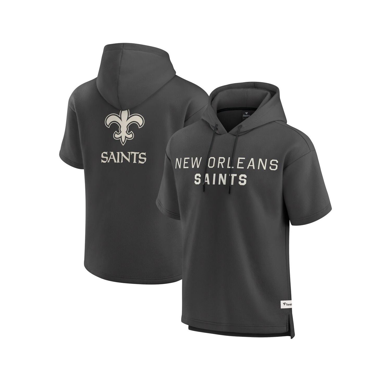 Men's Charcoal New Orleans Saints Elements Future Ground Lettering Short Sleeve Pullover Hoodie