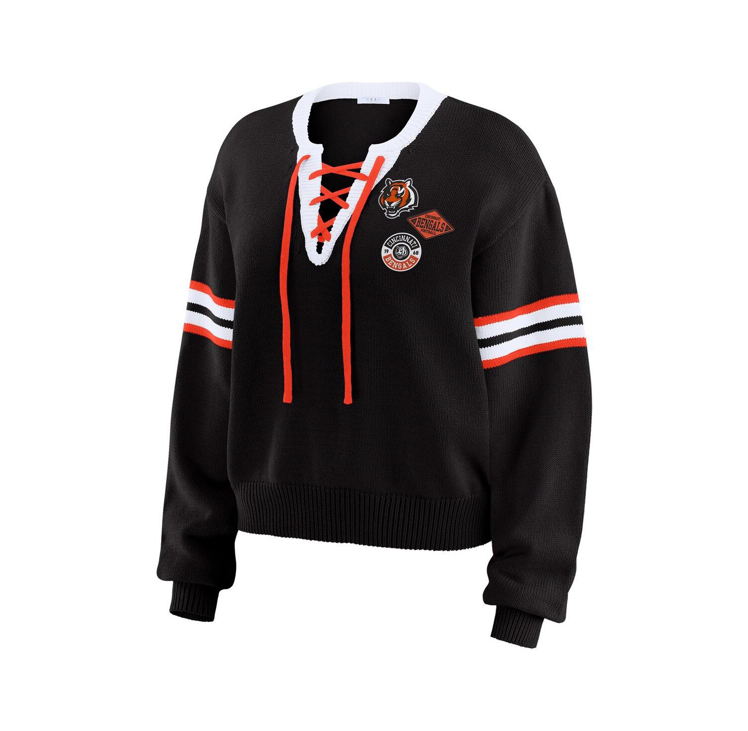 Women's Black Cincinnati Bengals Lace-Up Sweater