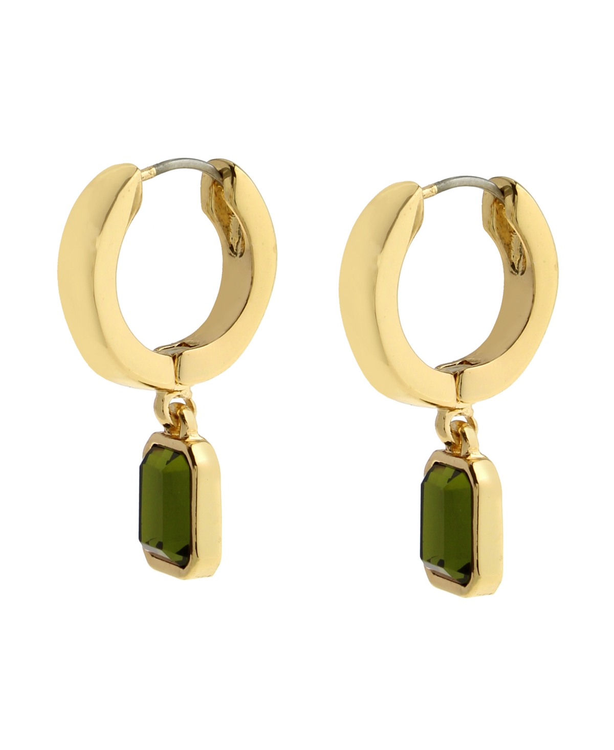 Steve Madden Olivine Gem Charm Huggie Earrings