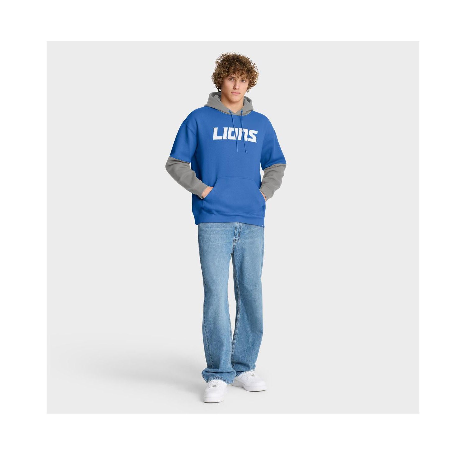 Men's Blue Detroit Lions Helmet Pullover Hoodie