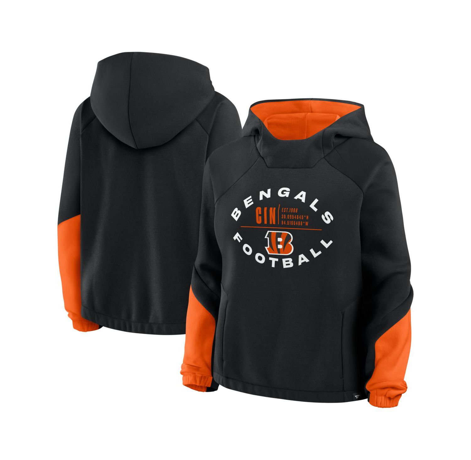 Women's Black Cincinnati Bengals Oversized Redzone Bubble Screen Pullover Hoodie