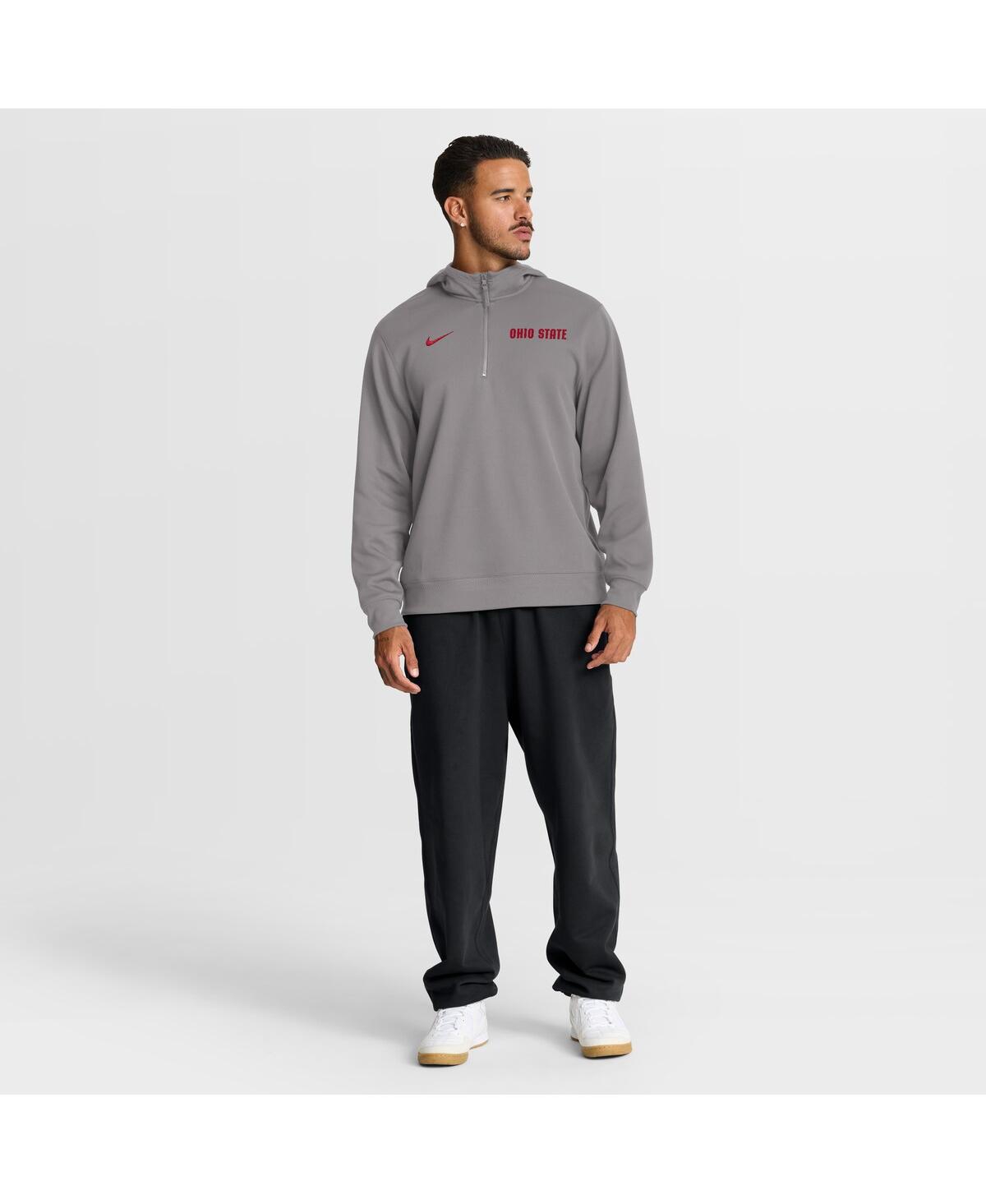 Nike Men's Gray Ohio State Buckeyes 2025 Coaches Premium Dri-fit Quarter-Zip Hoodie