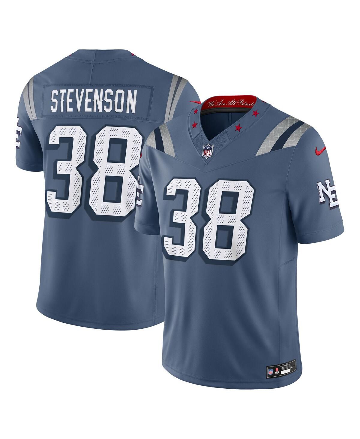 Мужская футболка Rhamondre Stevenson Storm Blue из лимитированной коллекции New England Patriots 2025 Rivalries Collection