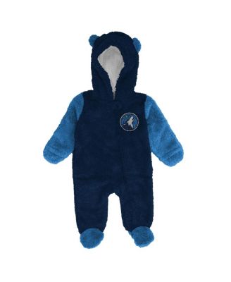 Baby Boys and Girls Newborn Navy Minnesota Timberwolves Stay Napping Fleece Bunting Full-Zip Sleeper