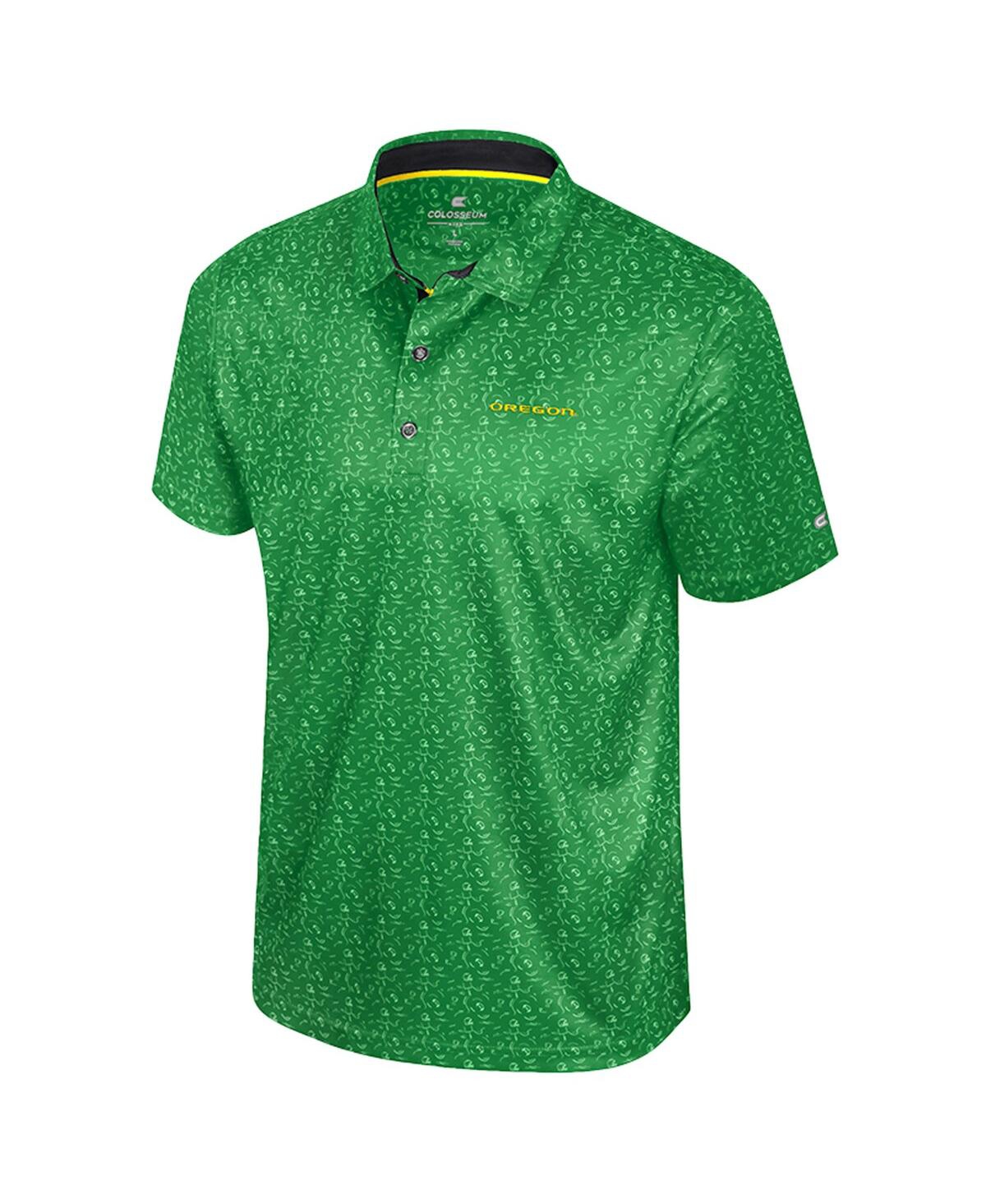 Colosseum Men's Green Oregon Ducks Football Print Polo Shirt