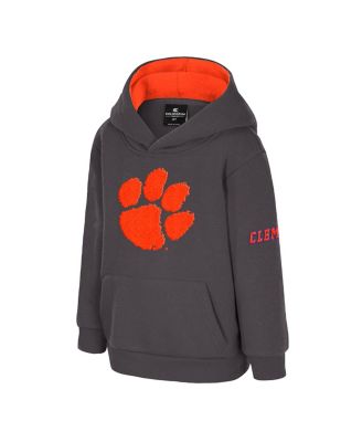 Toddler Charcoal Clemson Tigers Big Logo Volume Fleece Pullover Hoodie