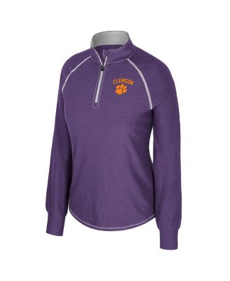 Women's Purple Clemson Tigers Bikram Raglan Quarter-Zip Sweatshirt