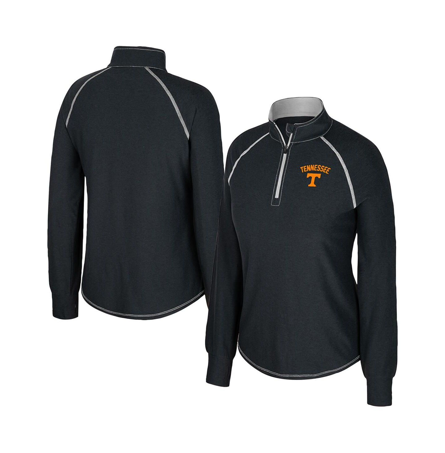 Женская толстовка Colosseum Black Tennessee Volunteers Bikram Raglan Quarter-Zip — фото 1
