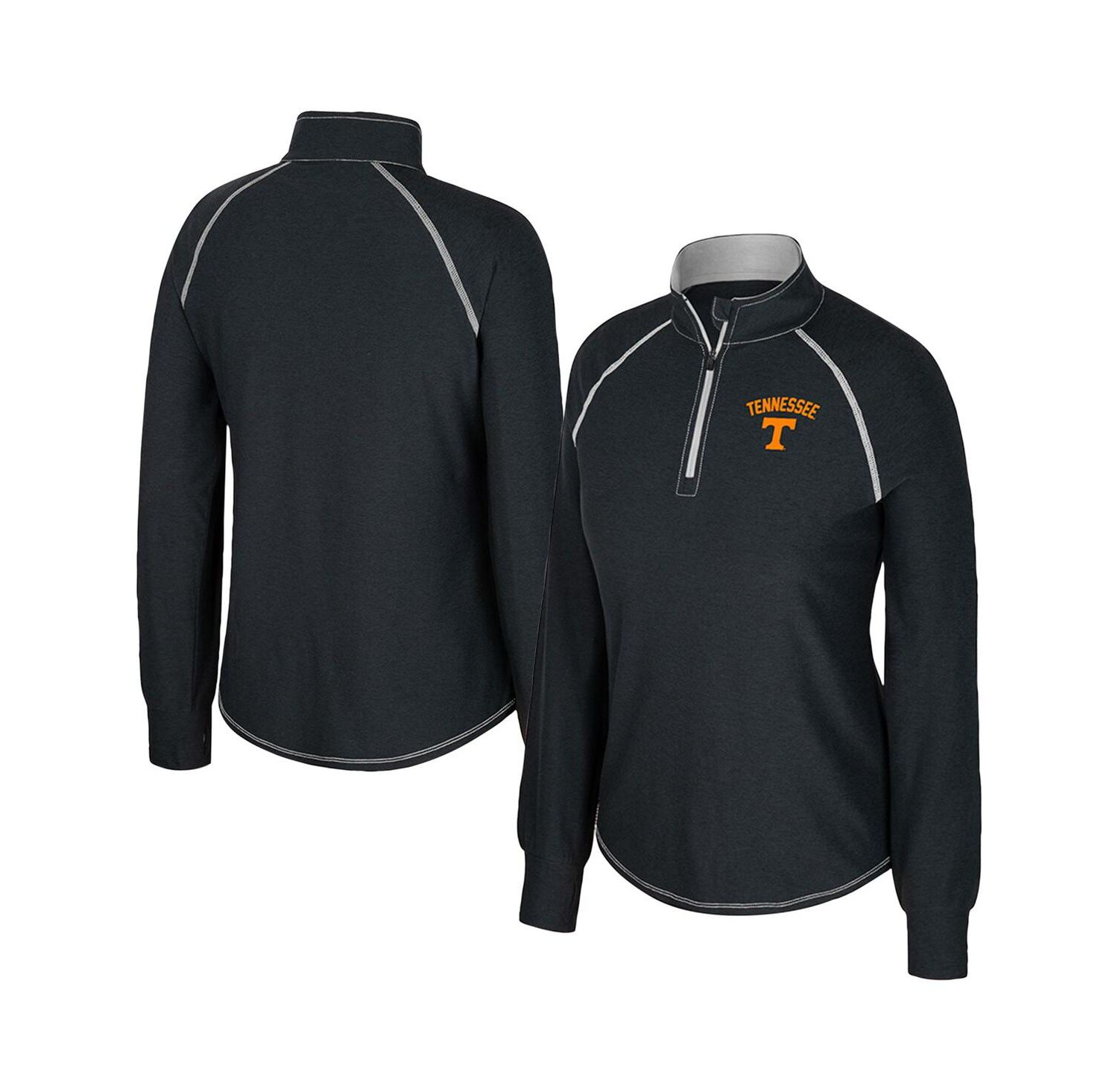 Women's Black Tennessee Volunteers Bikram Raglan Quarter-Zip Sweatshirt