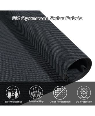 5% Openness Cordless Solar Fabric Roller Shade, Sun Shade for Outdoor Gazebo or Pergola, 95% UV Protection Blinds for Porch Backyard