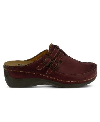 Happy Multi-Strap Leather Slip-On Clogs with Buckle Detail and Removable Insole