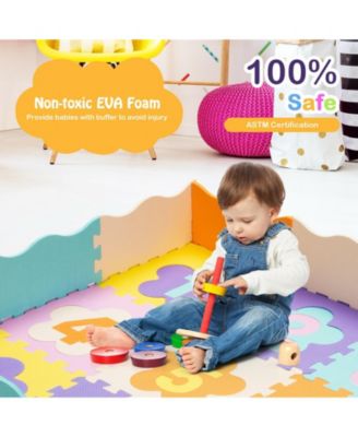 75 Piece Baby Foam Interlocking Play Mat with Fence and Detachable Numbers