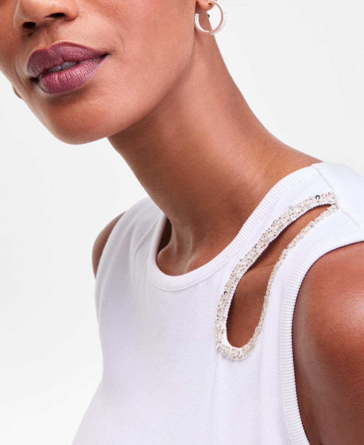 I.n.c. International Concepts Women's Embellished Cutout Sleeveless Top, Macy's Exclusive